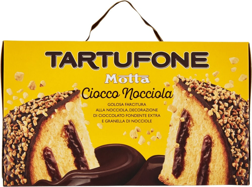 TARTUFONE MOTTA CIOCCO NOCCIOLA 650 GRAMMI - Golosa farcitura alla nocciola, decorazione di cioccolato fondente extra e granella
