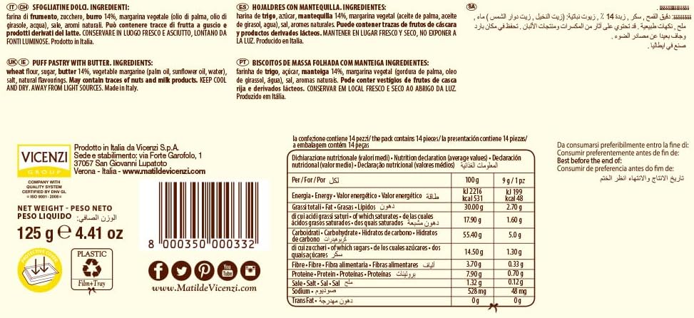 Matilda Vicenzi Millefoglie - Confezione da 2 pezzi (125 g ciascuna)