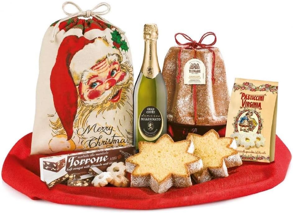 Sacco SANTA CLAUS Pandoro Cesto Gastronomico 5 pz. Villa Guelfa