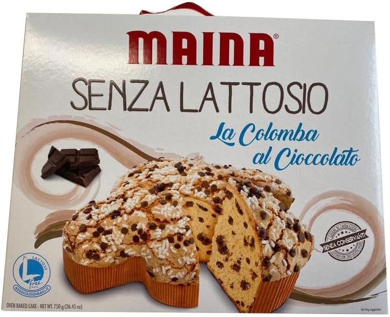 set Colombe Senza Lattosio Tradizionale 750g e con gocce di cioccolato 750g colomba pasquale per intolleranti 2 pz