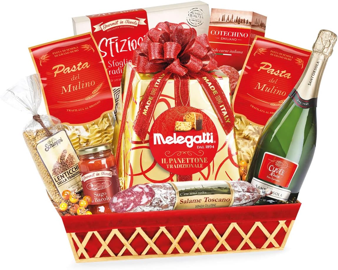 Cesto Natalizio "ARMONIA" con 10 Pezzi , idea Regalo