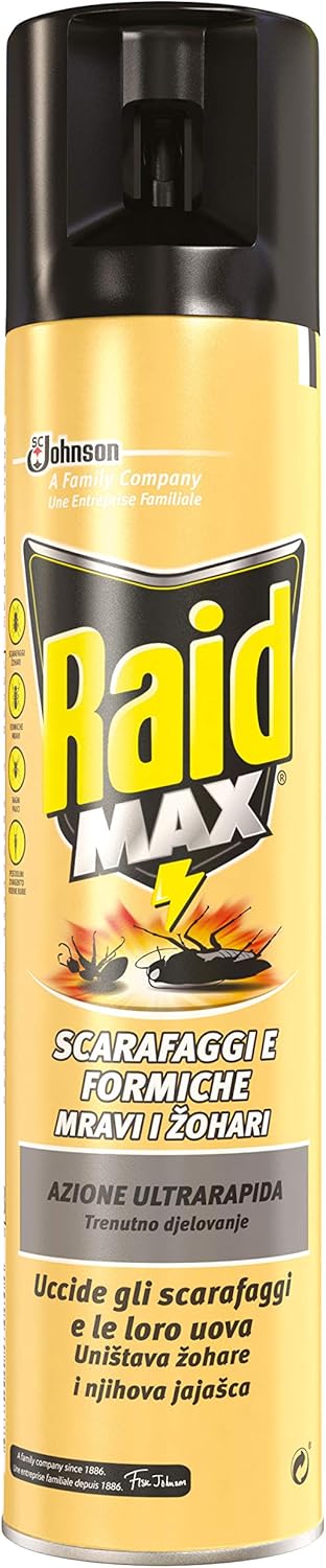Raid Max Scarafaggi & Formiche 3 in 1 Insetticida Spray - 300 ml