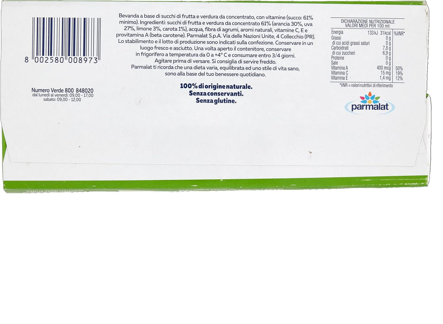 Santàl Dolce di Natura, Succo ACE di Arancia, Carota e Limone, Senza Zuccheri Aggiunti, 6x200ml