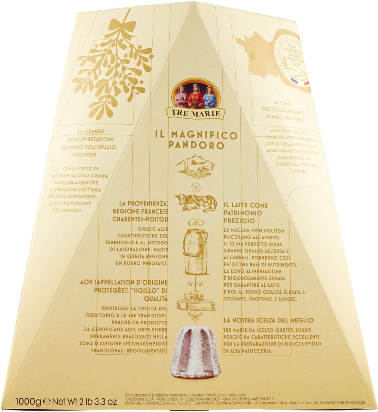 Tre Marie: "Il Pandoro Magnifico" Pandoro Italiano - Confezione da 1000 g