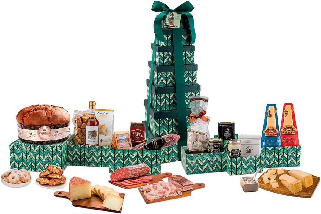 Cesto natalizio" TORRE DEL GASTRONOMO" con prodotti gastroalimentari italiani ottima idea regalo