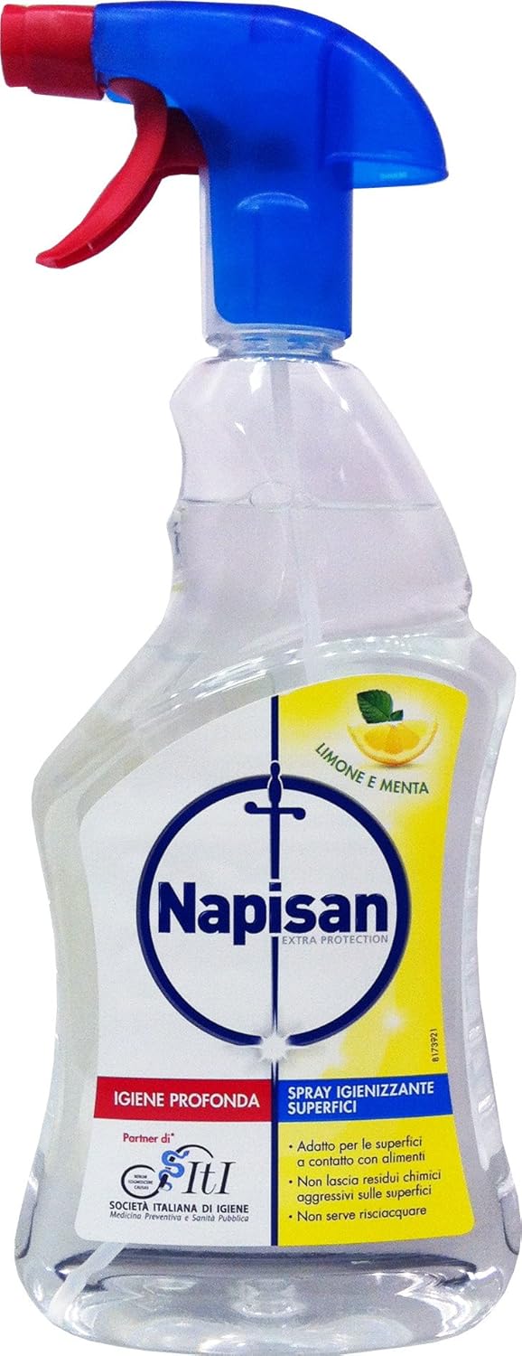 12 x NAPISAN Igienizzante Superfici Spray Limone E Menta 750 Ml