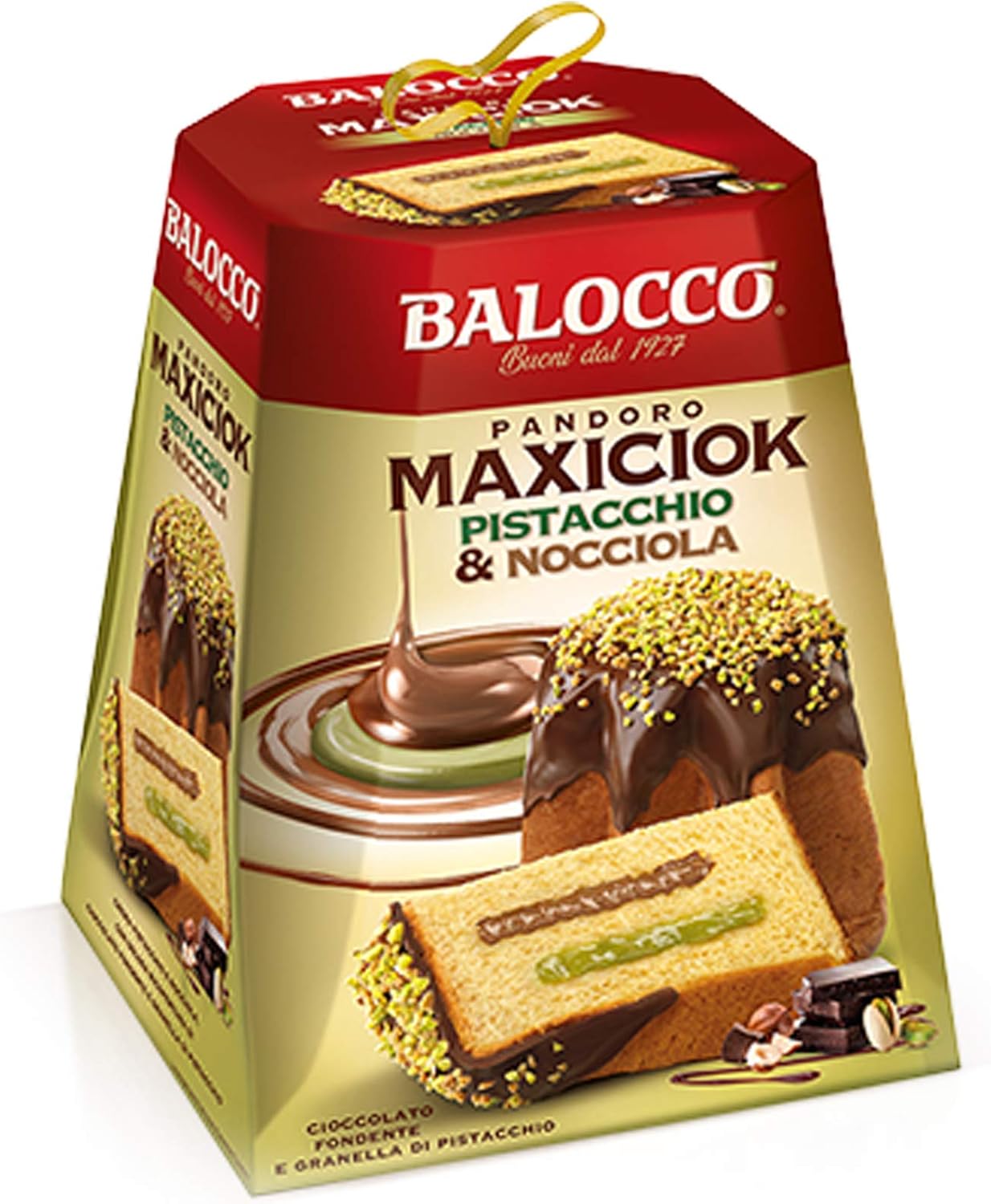PANDORO BALOCCO 800gr PANDORO MAXICIOK PISTACCHIO E NOCCIOLA CIOCCOLATO FONDENTE