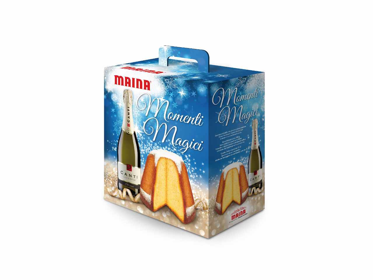 MAINA MOMENTI MAGICI IL GRAN PANDORO 750GR CON SPUMANTE CUVéE DOLCE CANTI 75CL