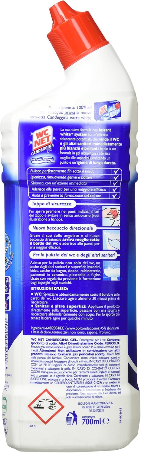 WC Net Candeggina Gel Extra White, 700 ml, Fragranze Assortiti