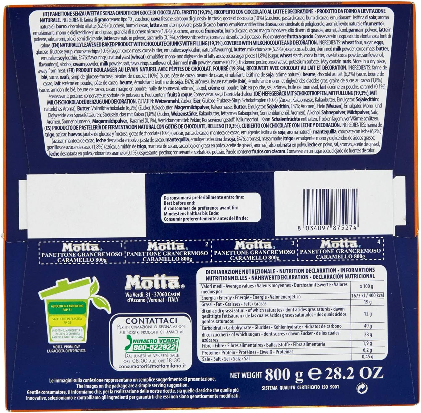 MOTTA - PANETTONE GRANCREMOSO CON CREMA AL CARAMELLO - 800 GR