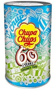 Salvadanaio con caramelle e lecca lecca assortiti anniversario CHUPA CHUPS 60 anni 192 gr