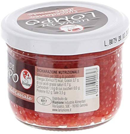 UOVA DI LOMPO ROSSE "Succedaneo del Caviale" Conf da 100 Gr. Offerta € 7,90
