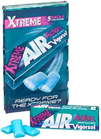 Vigorsol Air Action Xtreme Gomma da Masticare, Menta - Confezione da 5  Pacchetti Stick - [confezione da 3] – Raspada