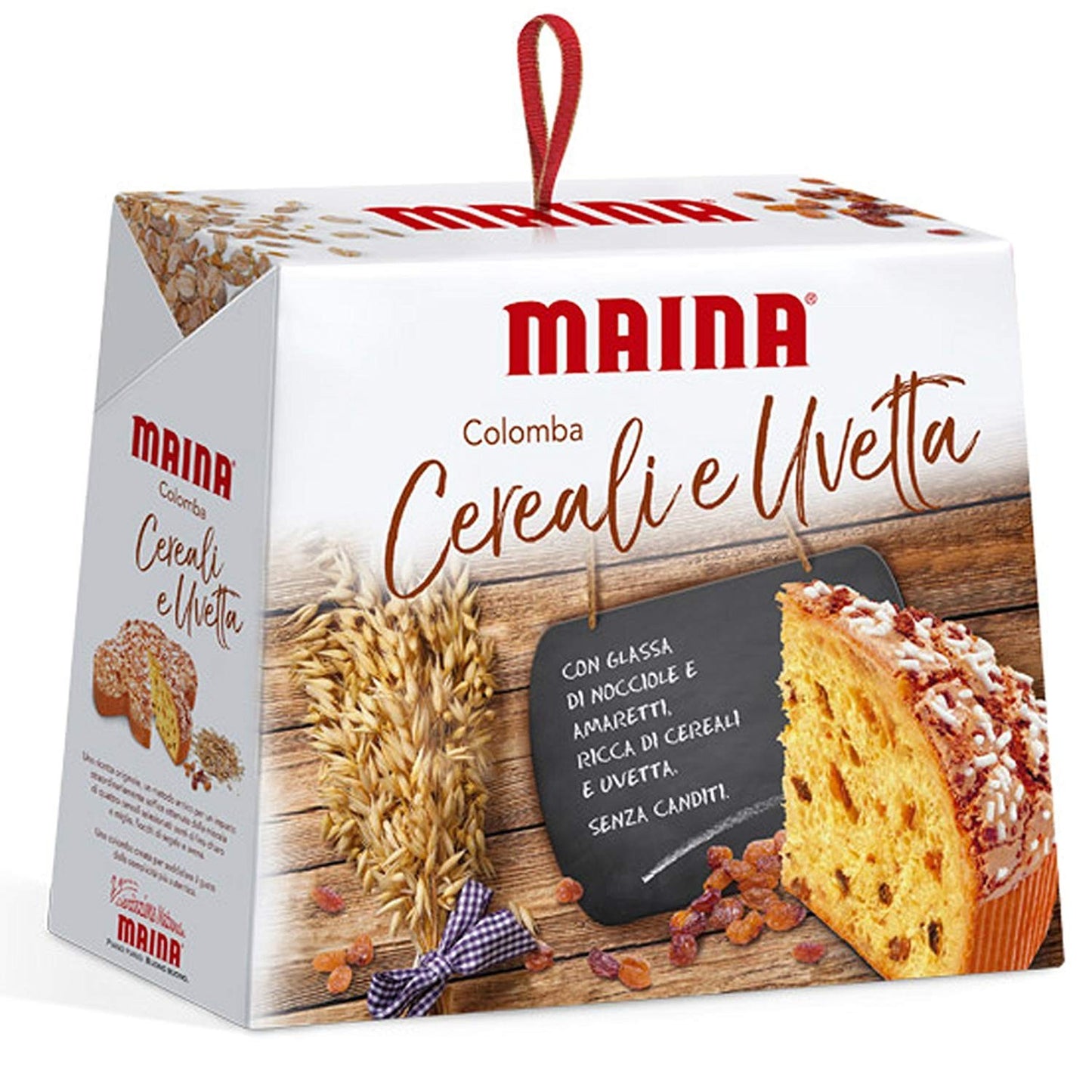 COLOMBA CEREALI E UVETTA MAINA 750 GR NOCCIOLE E AMARETTI PASQUA SENZA CANDITI