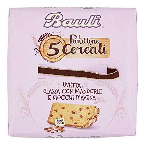 PANETTONE BAULI AI 5 CEREALI 750 GRAMMI - Uvetta, glassa con mandorle e fiocchi d'avena