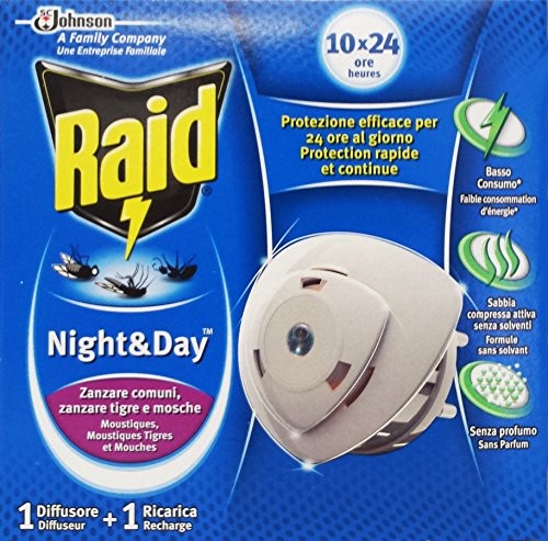 12 x RAID Diffusore Elettr.Antizanzare Night&Day 1 Base+ 1 Ricar.
