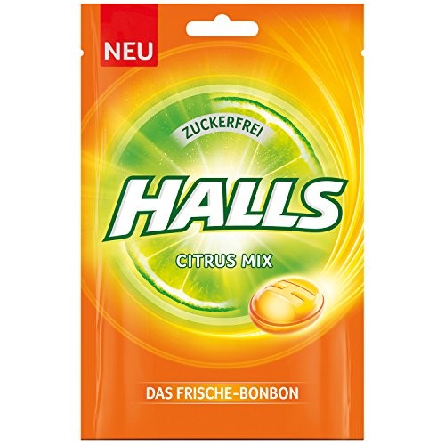 Halls Caramelle fresche originali Citrus Mix senza zucchero 65 g / agrumi freschi