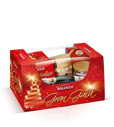 BALOCCO GRAN GALA' PANETTONE MANDORLATO SPUMANTE GRAND REALE GANCIA LATTINA CAFFE' LAVAZZA QUALITA' ORO CORNET LINDOR CANTUCCI
