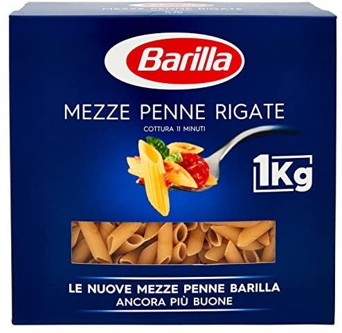 Barilla Pasta Mezze Penne Rigate, Pasta Corta di Semola di Grano Duro, I Classici - 1 kg