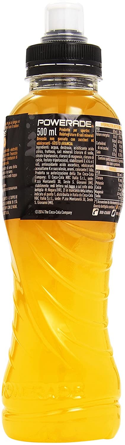 Powerade Sport Drink Orange Gusto Arancia 500ml x12 (Bottiglia Pet Riciclabile)