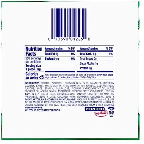 Mentos Gum Big Bottle Curvy, Pure Fresh Spearmint, 50 Pieces (Pack Of 4)