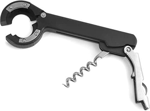 Home Soave Levatappi da Cameriere con Tagliacapsule, Acciaio Inossidabile, Nero, 5x1.5x15 cm