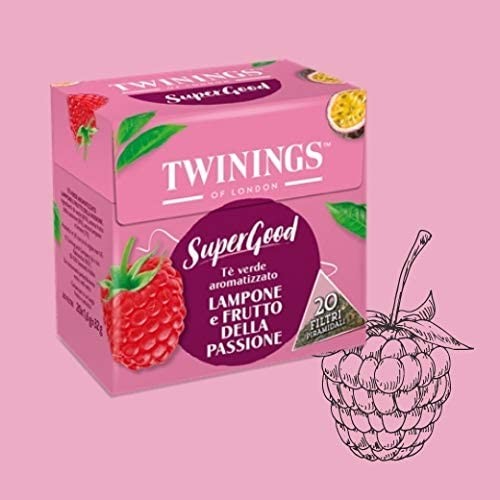 Super Good tè verde lampone e frutto della passione Twinings 20 filtri x1,6 gr tot 32 gr