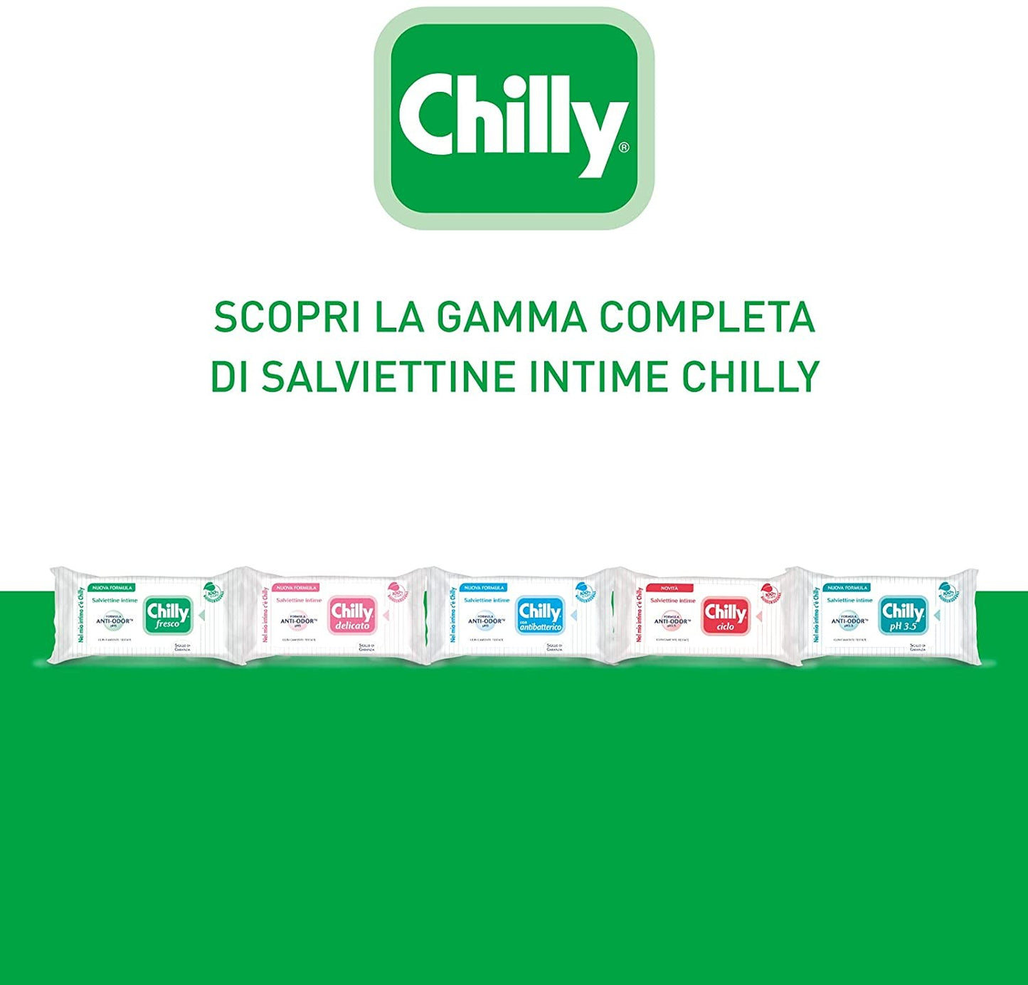 Chilly Salviettine Delicate, Salviette per l'Igiene Intima, Azione Delicata, Tessuto 100 % Biodegradabile, Ottimi Fuori Casa, PH