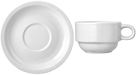 HOTELWARE Ariston Tazza tè con Piatti Colazione, Bianco, 210 ml, Porcellana, 15x15x7 cm