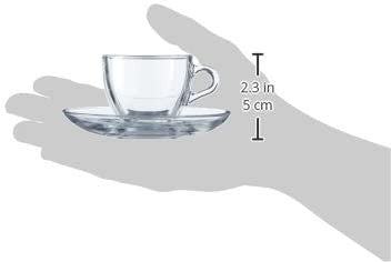 Pasabahce 66929 Set 6 Tazzine caffè con Piatto Vetro Basic Arredo Tavola, Trasparente, 6 Unità (Confezione da 1)