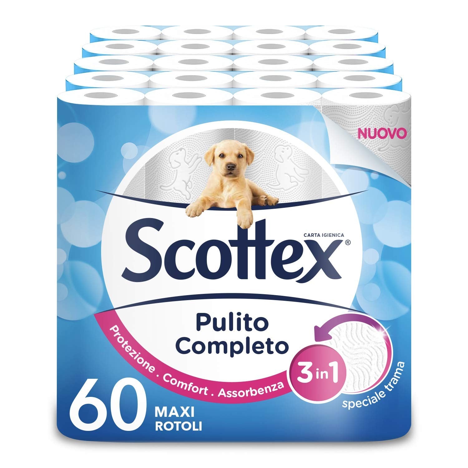 Scottex Pulito Completo Carta Igienica, Confezione da 60 Rotoli Maxi