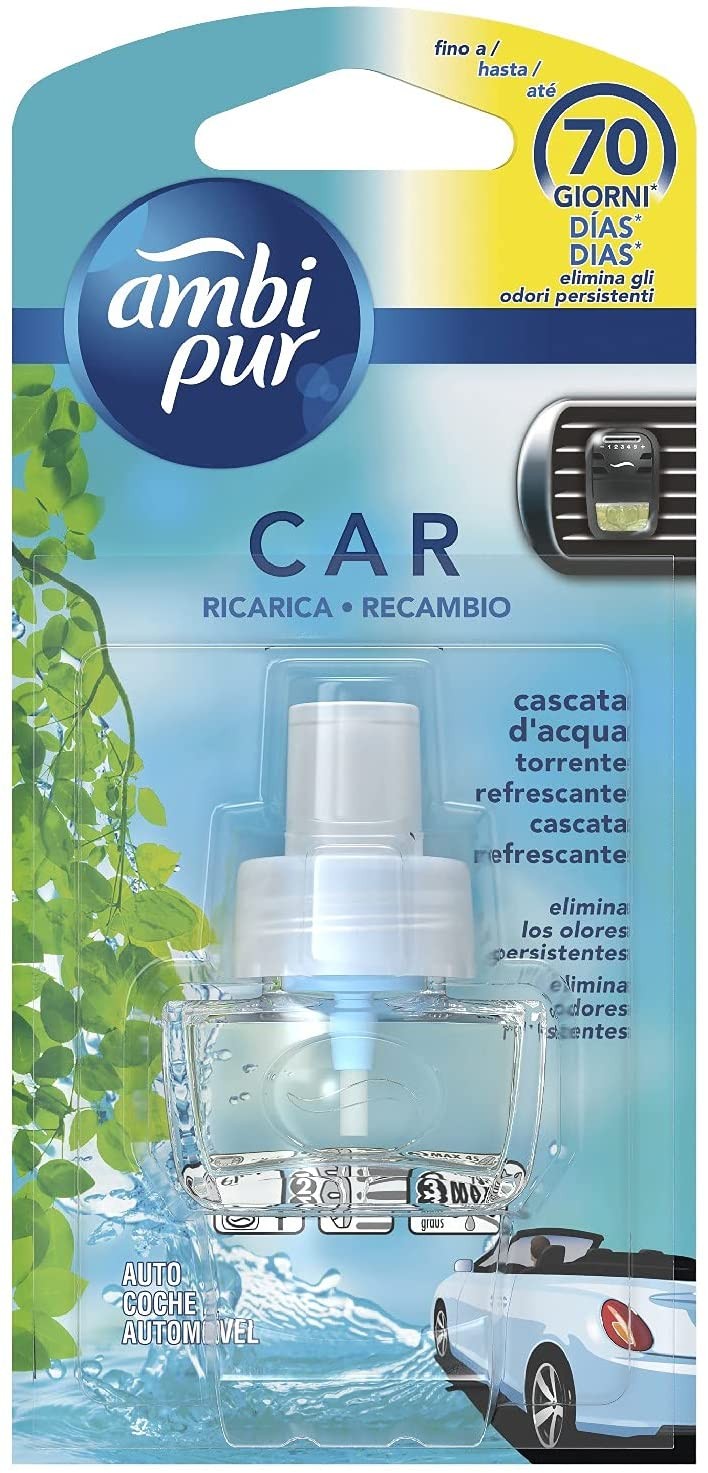Ambi Pur Deodorante Auto Ricarica, Profumo Acqua Freschezza Naturale, Elimina Odori Facile da Agganciare, Durata fino a 70 Giorn