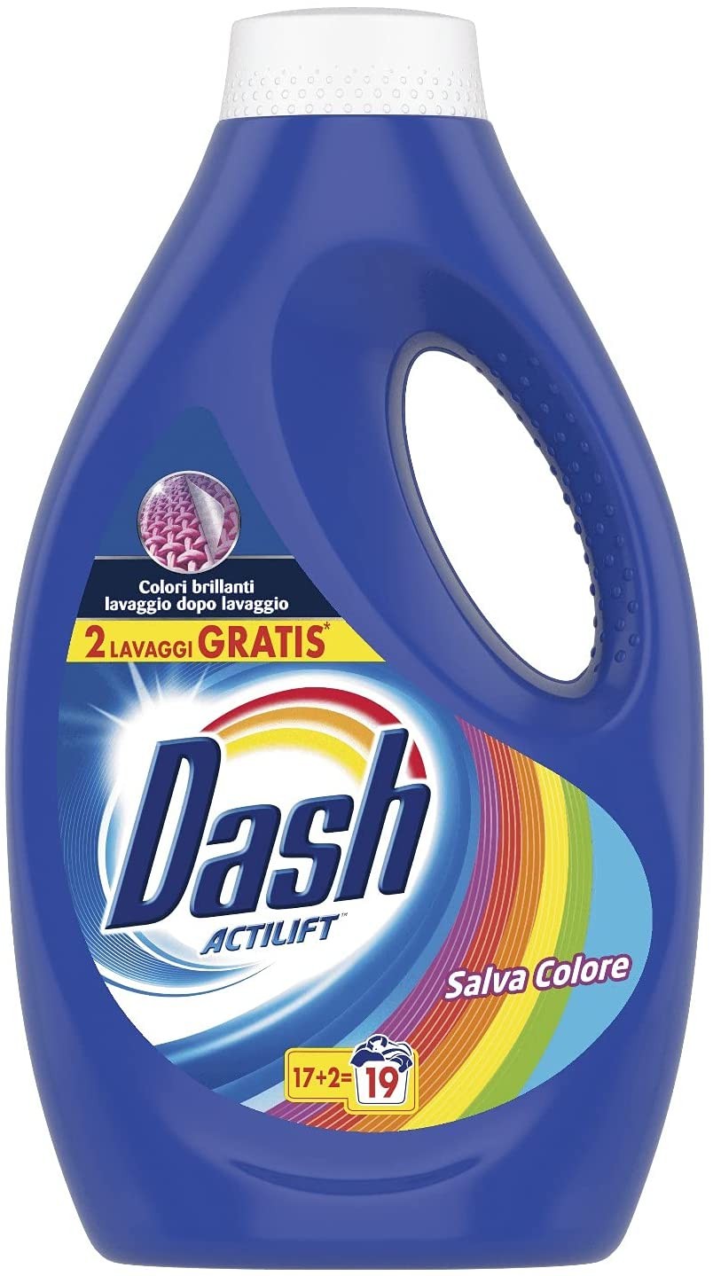 Dash Detersivo Lavatrice Liquido, 19 Lavaggi, Bicarbonato, Rimuove le Macchie, Pulizia Profonda