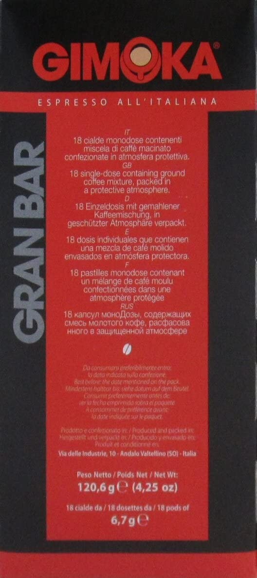 Gimoka: 72 Cialde "Intenso" Espresso CONFEZIONE DA 4 per 18 Cialde