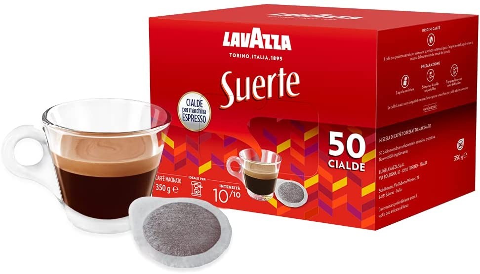 Lavazza Suerte - Caffè Macinato Espresso In Cialde in Carta, 1 Confezione  da 50 Cialde – Raspada