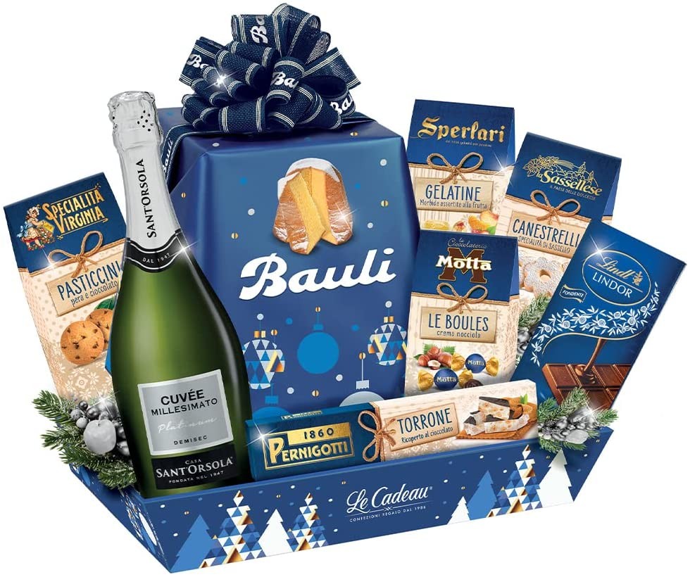 Confezione cesto Natalizio "Cesto Blu Cobalto" 8 pezzi idea regalo