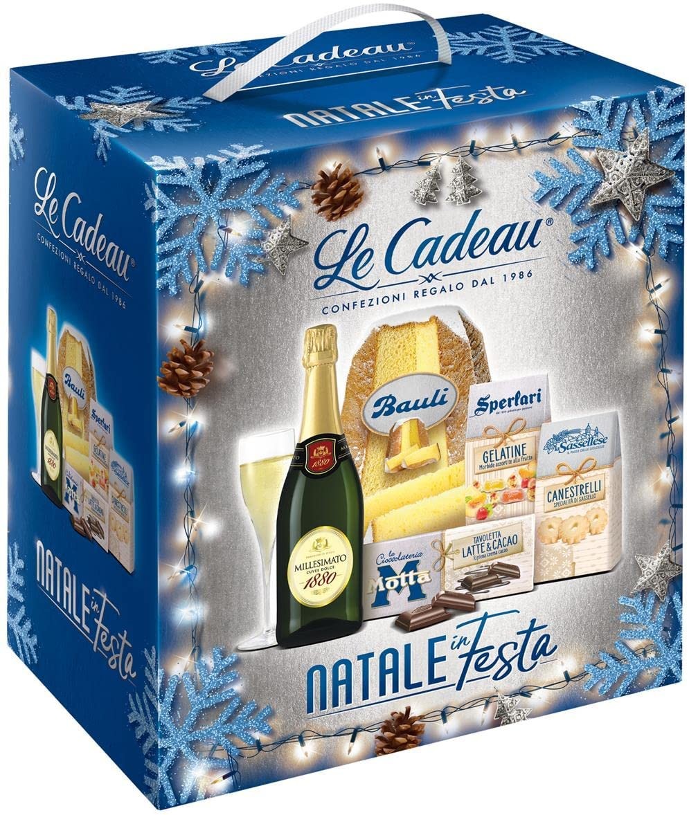 CONFEZIONE NATALIZIA CESTO LE CADEAU SCATOLA NATALE IN FESTA BLU