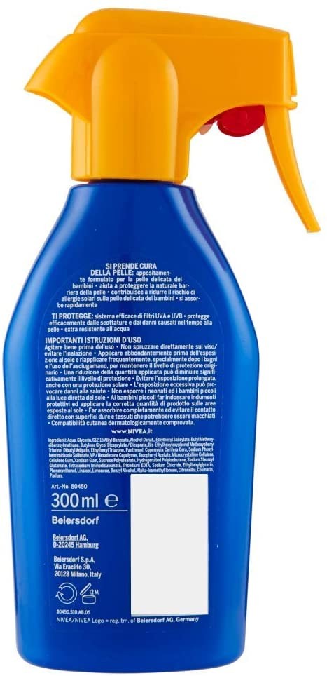 NIVEA SUN Maxi Spray Solare Kids Protect & Play FP30 in flacone spray da 300 ml, Protezione solare per bambini resistente all'ac