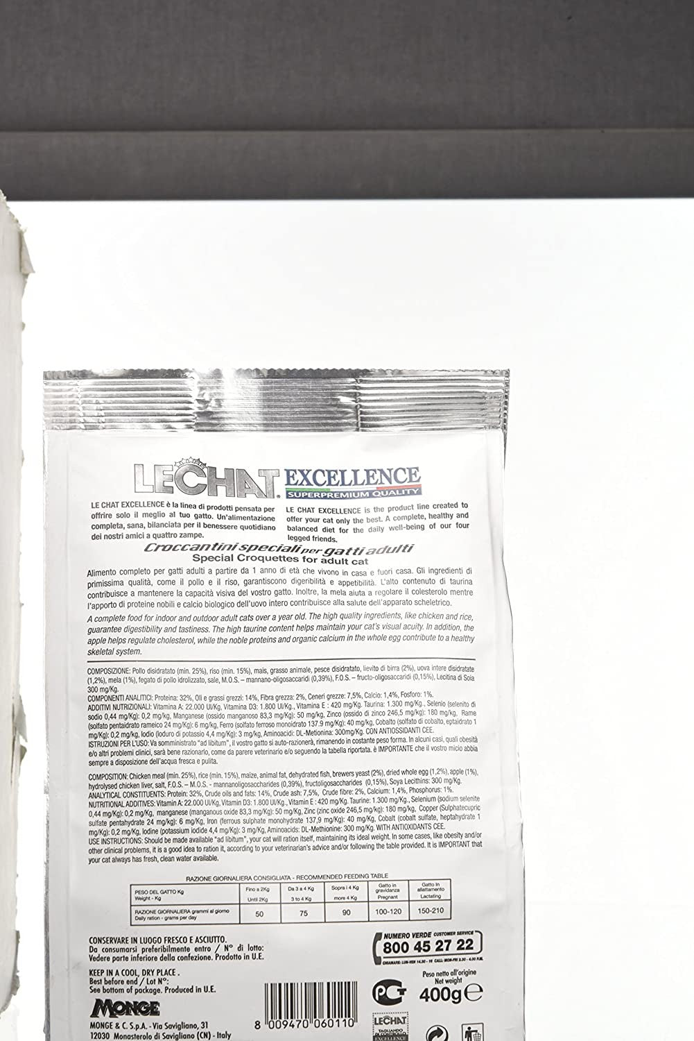 Monge Le Chat Excellence Cibo per Gatti con Riso, Mela e Uova, 400g