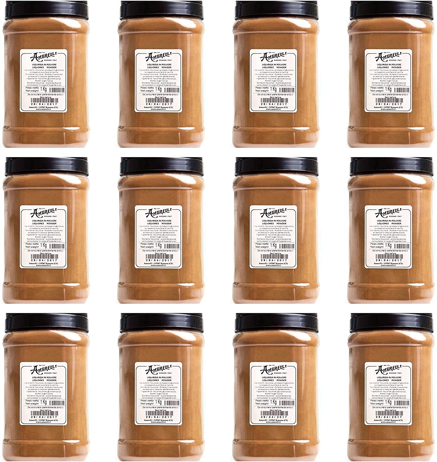 AMARELLI - POLVERE DI LIQUIRIZIA BARATTOLO 12 CONFEZIONI DA 1 KG, solubile, ideale per ricette a base di liquirizia - [KIT CON S