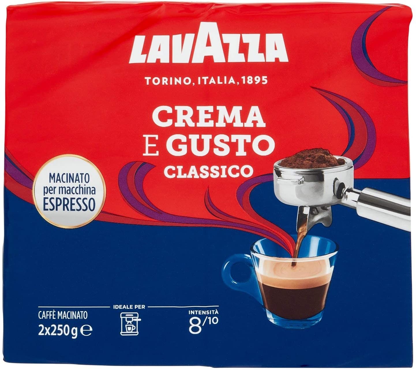 Lavazza Caffè Macinato, Crema e Gusto Classico, 2 x 250g – Raspada