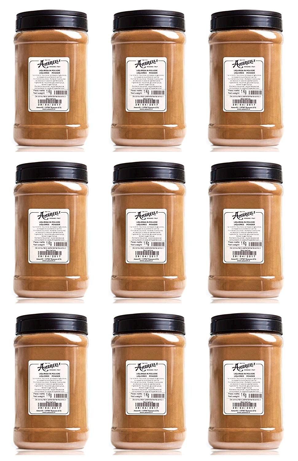 AMARELLI - POLVERE DI LIQUIRIZIA BARATTOLO 6 CONFEZIONI DA 1 KG, solubile, ideale per ricette a base di liquirizia