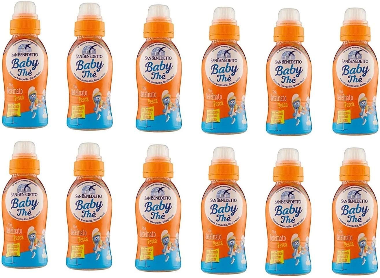 12x San Benedetto Baby Thè Peach Ice Tea con Fruttosio e San Benedetto Aquavitamin I Feel Good Lemon Flavour Drink Bevanda Acqua