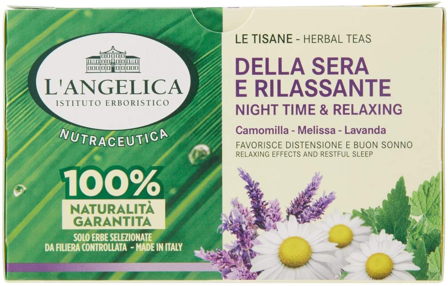 L'Angelica Tisana Funzionale Calmante e Rilassante per Dormire a Base di  Camomilla e Passiflora, Tisane con Effetto Distensivo, Vegan, Confezione da  20 Filtri – Raspada