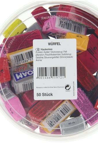 Haribo Maoam, Cubetti, Caramelle da Masticare, 50 Pezzi, Barattolo da 1100g