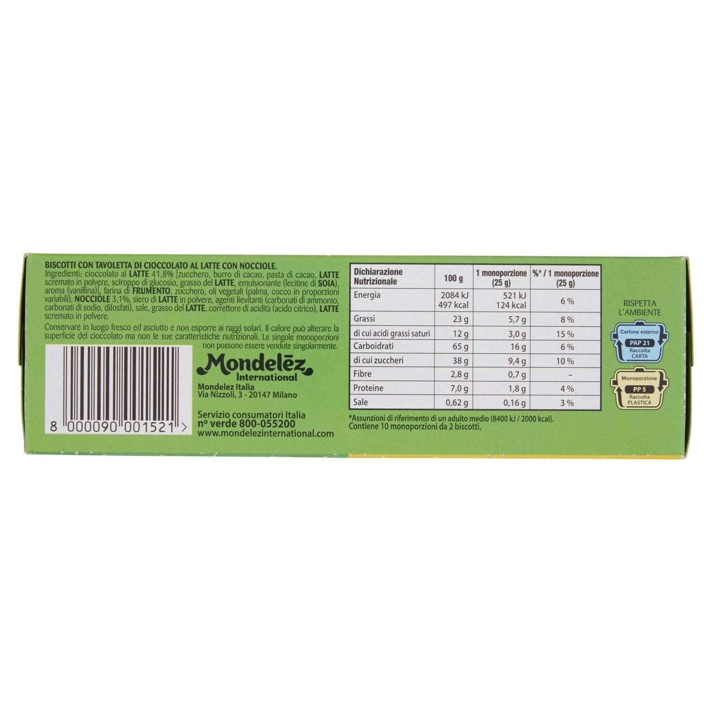 Oro Saiwa Biscotti Ciok con Tavoletta di Cioccolato alla nocciola, 250 g