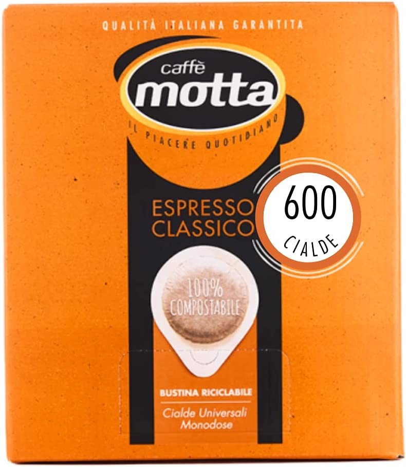 CAFFÈ MOTTA Cialde ESE 44 mm Espresso Classico - 600 Cialde Compostabili (  4 Confezioni da 150 Cialde) – Raspada