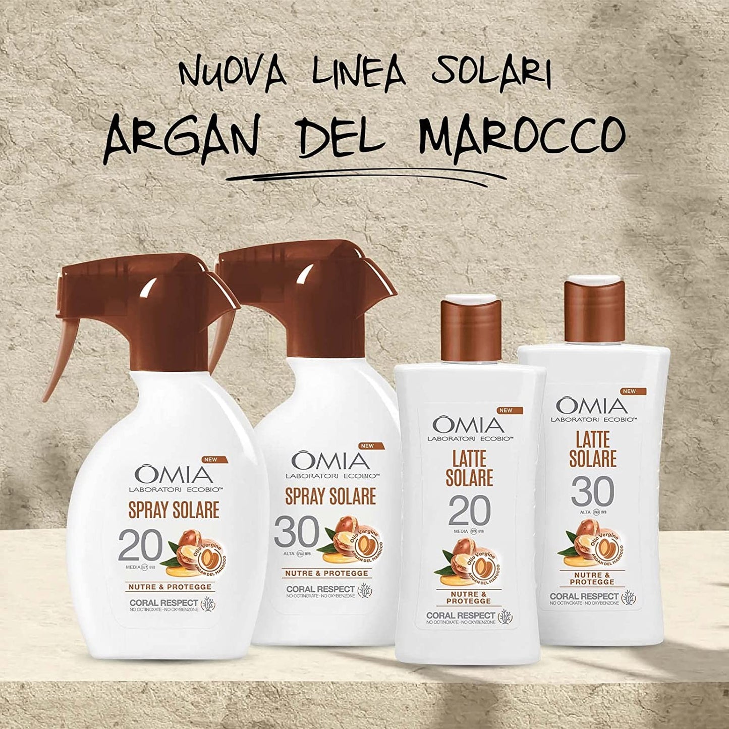 Omia, Spray Solare Protettivo SPF20 Viso e Corpo con Olio di Argan del Marocco, Protezione Solare Bassa, Per Pelli Moderatamente