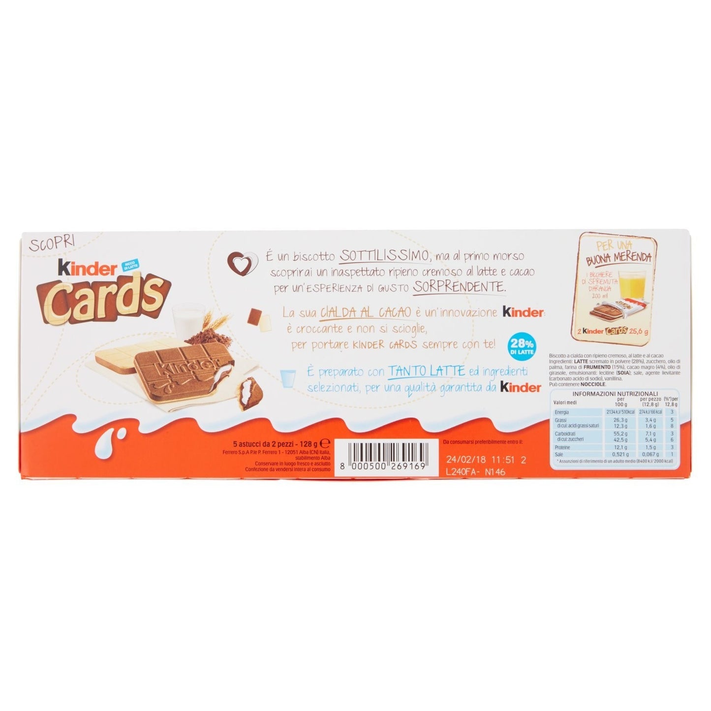 Kinder Cards - Biscotto Ripieno al Latte e Cacao - 128g