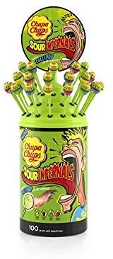 100 CHUPA CHUPS INFERNALS caramelle lecca lecca gusti assortiti (FRAGOLA-COLA-MELA-LIMONE)